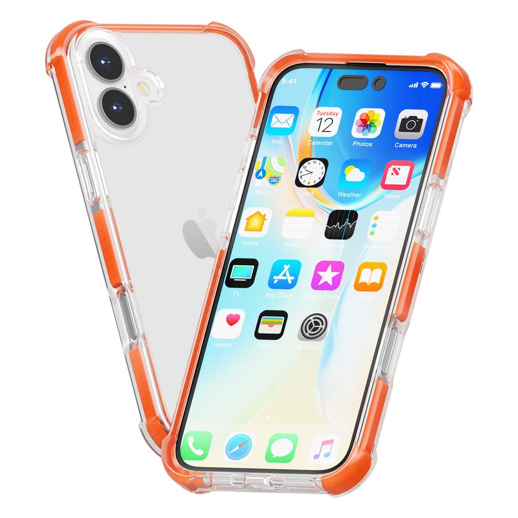 For iPhone 16 Case Four Corners Anti Drop Clear TPU + TPE + PC Phone Cover
