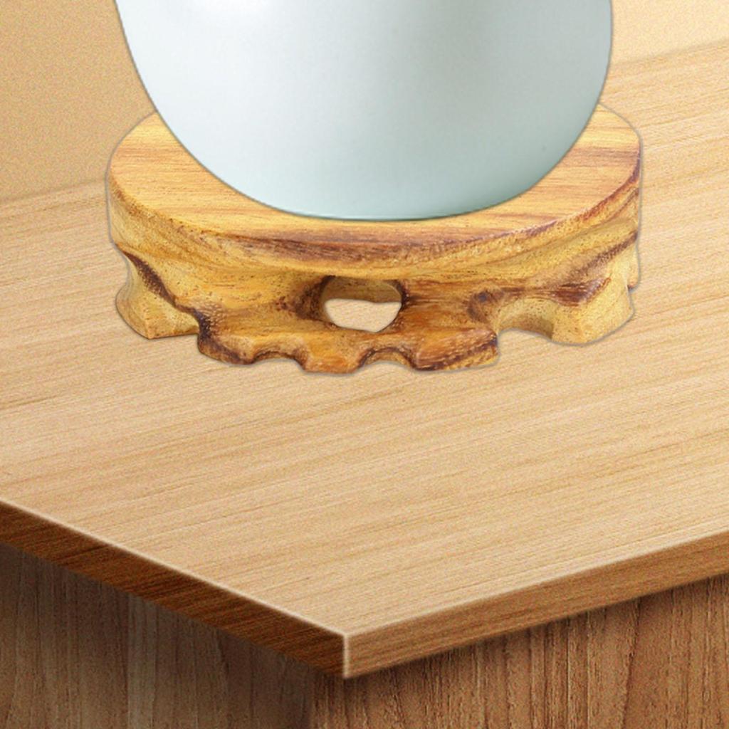 Base, Ornament Solid Wood Flower Pot Figurine Sculpture, Display Stand, Carved Vase Base