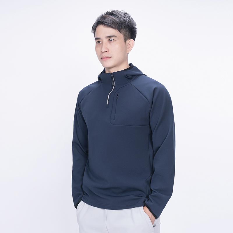 Men's Half-Zip Hooded Performance Top - Casual Long Sleeve Pullover