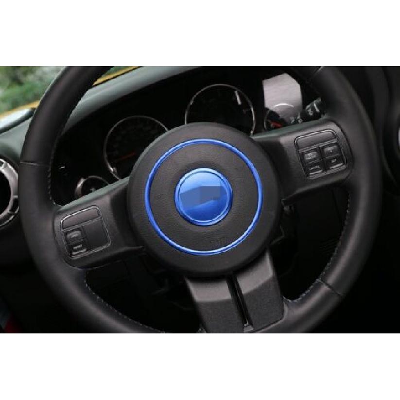 2x Blue Steering Wheel Center Trim Ring For 11-16 Jeep Wrangler Compass Patriot