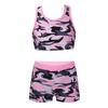 Детский купальник для девочек, комплект из 2 спортивных укороченных топов и шорт, спортивный купальник