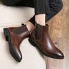 Chelsea Boots for Men Handmade Mens Boots Sole Ankle Business Round Pu Cowboy Slip-On Mens Boots Size 38-48 Men Shoes