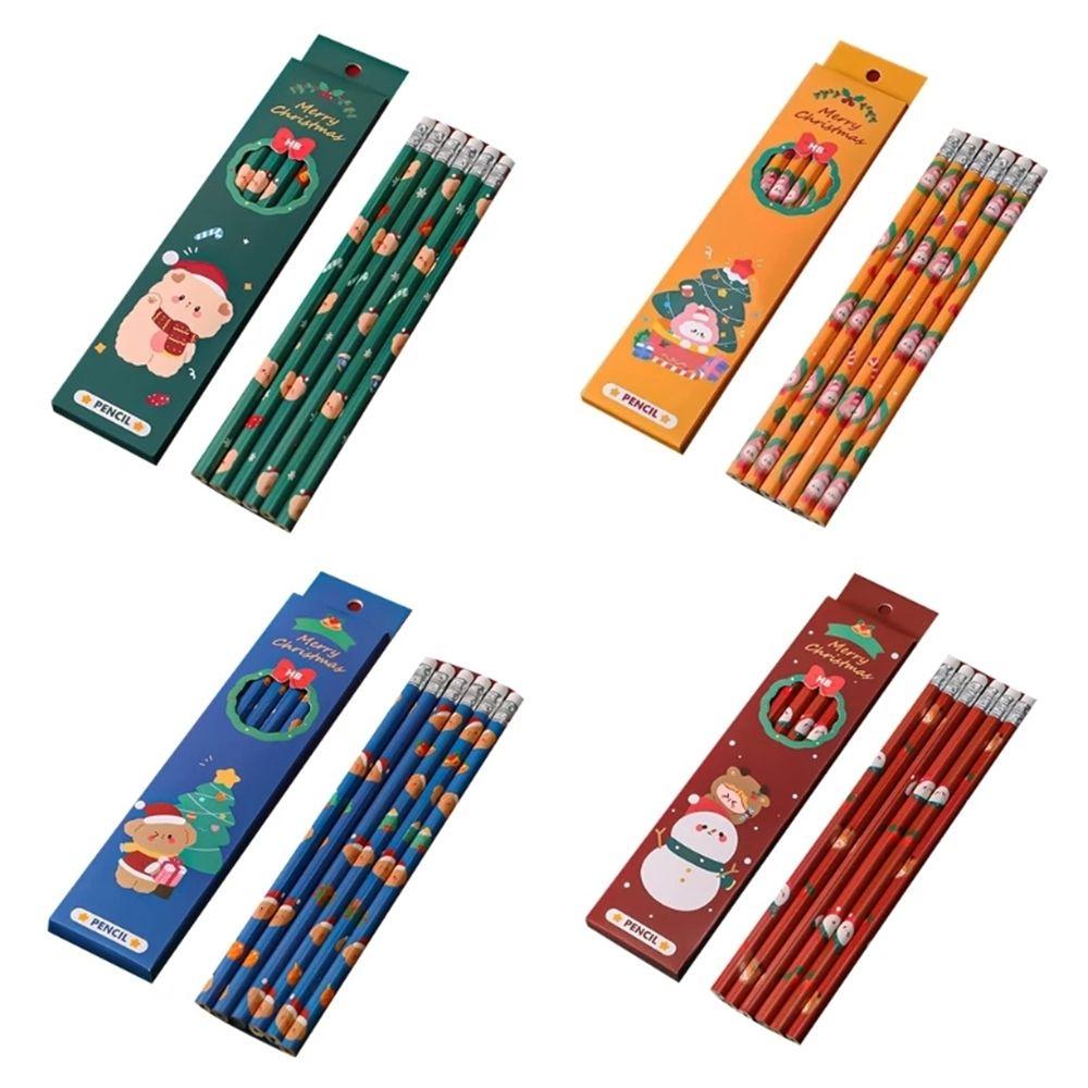 Supplies Xmas Drawing Sketch Pen Set with Eraser Wood Pencil Christmas Standard Pencil HB Pencils