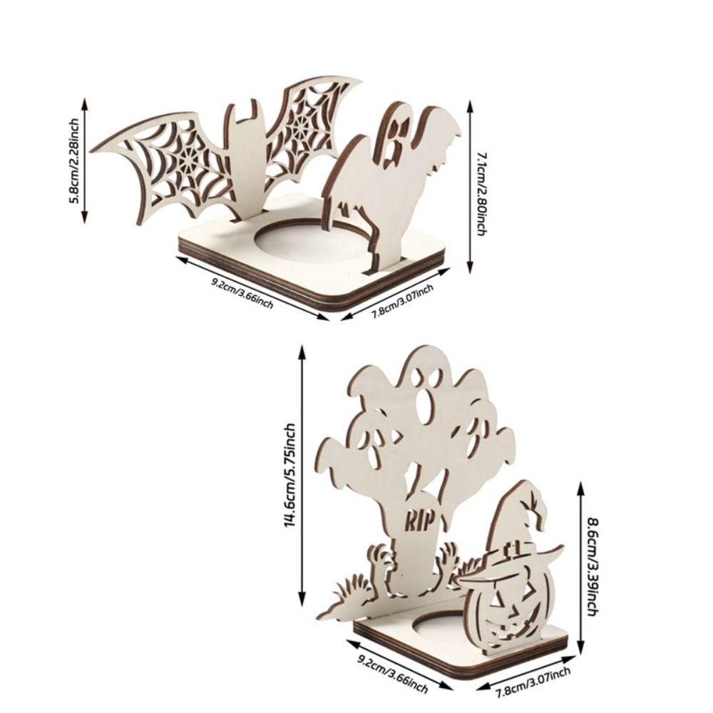 Wooden Material Shadow Projection Candle Holder Pumpkin Shadow Candlestick Halloween Party