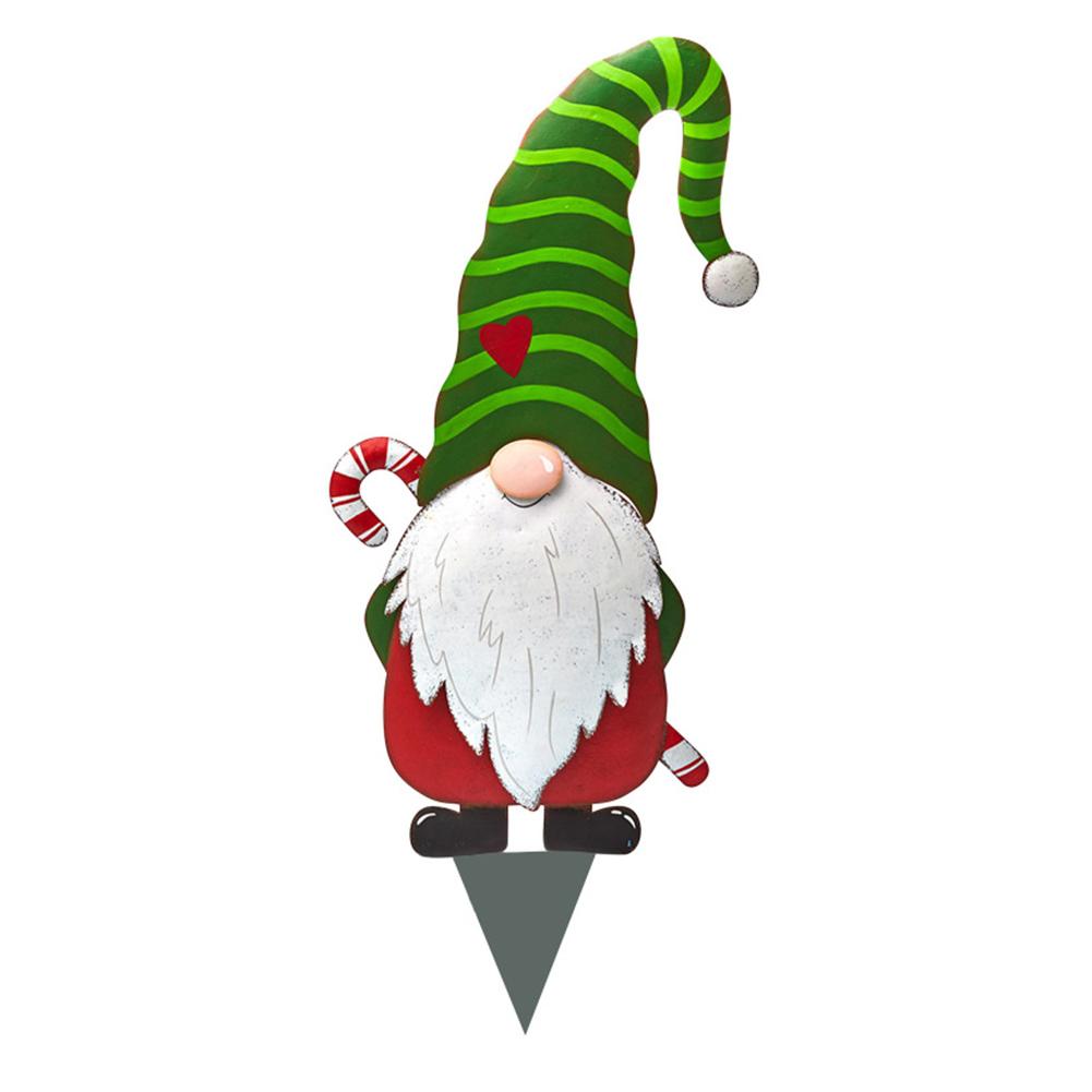 Рождественский металлический гном, приветственный рисунок, безликий гном, металлический колышек для двора, зимний шведский томте, эльф, украшение для колышка, верхушка для рождественской елки