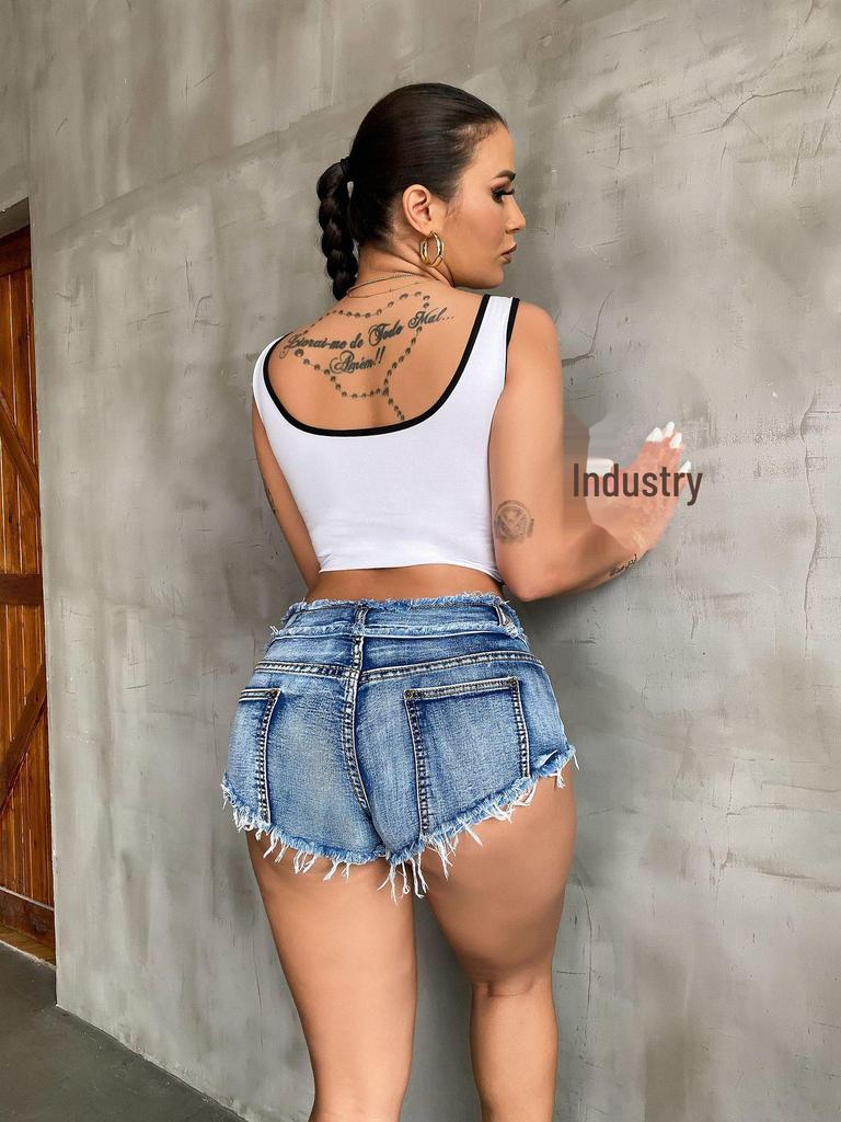 Новые летние эластичные джинсовые шорты в европейском и американском стиле для женщин