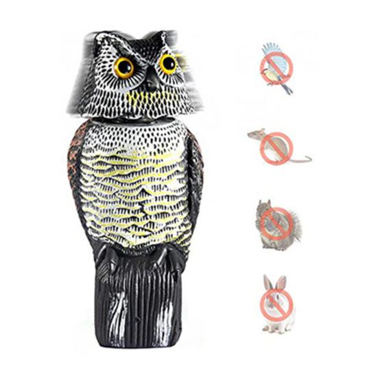 Садовая сова, пугало, устойчивое к атмосферным воздействиям, с вращающейся на 360 градусов головой, отпугивающая птиц и белок статуэтка совы для отпугивания птиц на крыльце патио