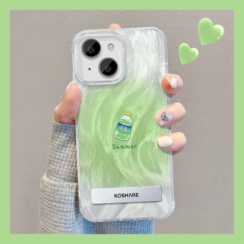 Подходит для Apple 15 Перьевая пряжа Чехол для мобильного телефона Летний Iphone14 Xiaoxin Напитки Сода Невидимая подставка 13 Милый мультяшный