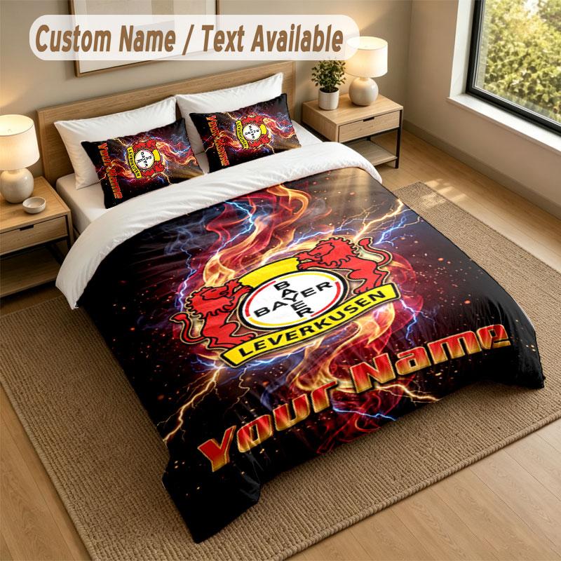 Bedding Set 1 Duvet Cover 2 Pillowcases Bayer Leverkusen Football Print Soft Bed Linen Bedroom Decor