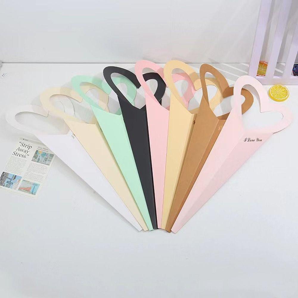 10 шт. Романтичная коробка для одного цветка в форме сердца, бумажная коробка для упаковки букета, для свадьбы, дня рождения