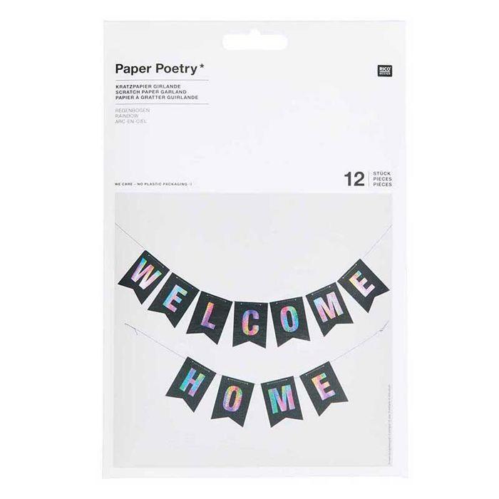Guirlande 12 fanions de papier à gratter Arc en ciel