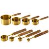8Pcs Baking Tools Measuring Spoon Wooden HandleStainless Steel Measuring Cup with Wooden Handle,