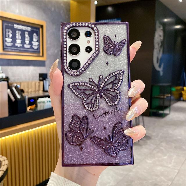 Для Samsung Galaxy S25 Ultra Высококачественный Роскошный Качество Блестки Стразы Бабочка Покрытие Рамка Для Samsung S23 FE S24 S25 Plus Защитный Чехол