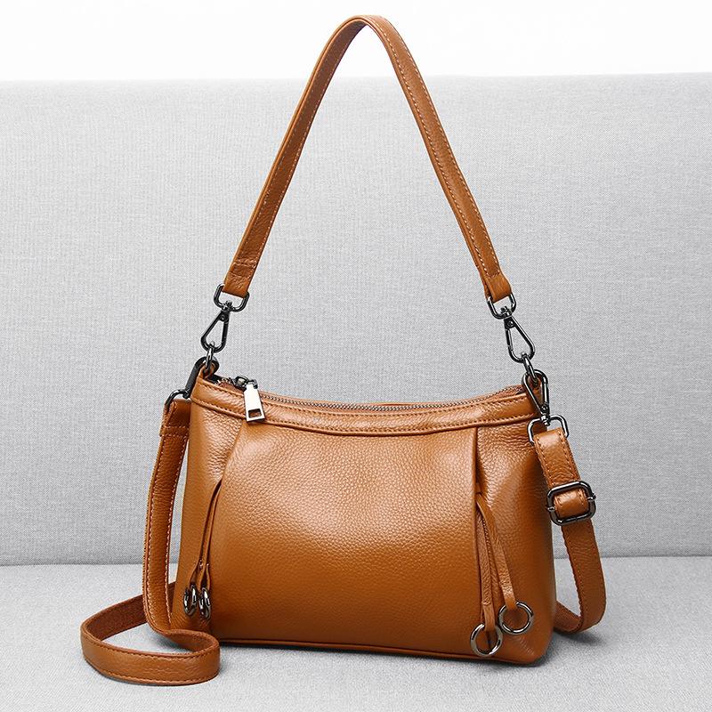 Сумка подмышкой, первый слой из коровьей кожи, модная сумка, натуральная кожа, одно плечо, через плечо, портативная, повседневная, мягкая кожаная сумка для мам среднего возраста, маленькая сумка