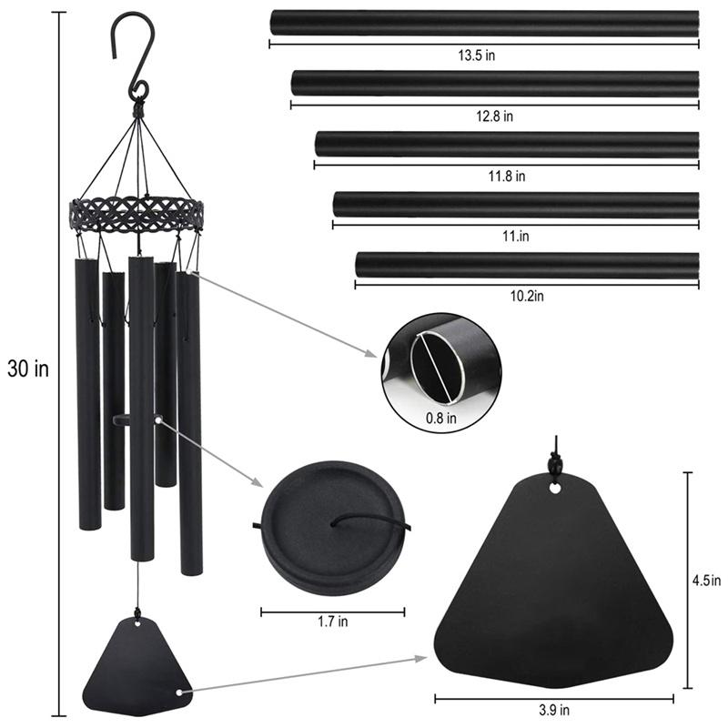 5 Tubes Wind Chime Good Luck Bells Pendant Door Wall Hanging Ornament For Home Garden Outdoor Decoration