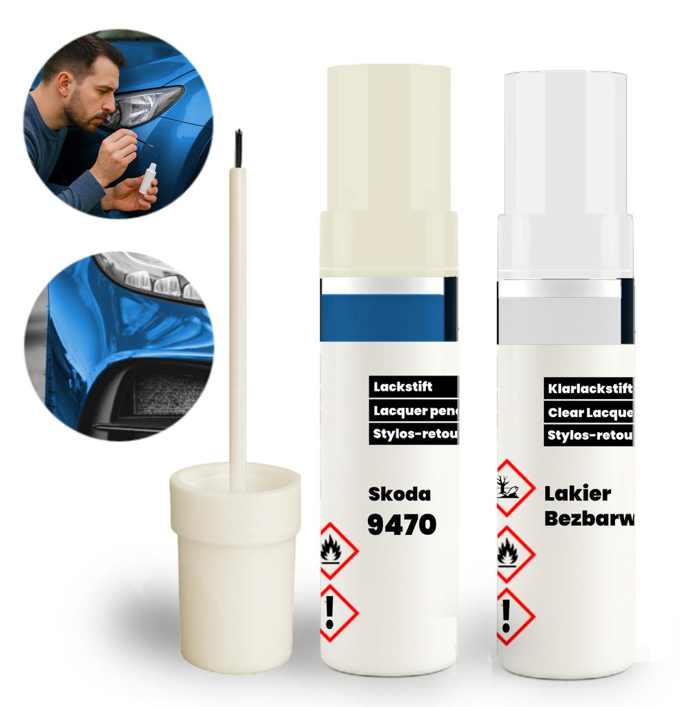 SKODA 9470 BLUE Touch-up Set 2 in 1: Base Coat + Clear Coat with Brush