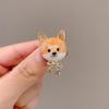 New Cute Oil Dropping Yellow Chai Dog Chest Pin Gold Plated Versatile Animal Pin for Men and Women