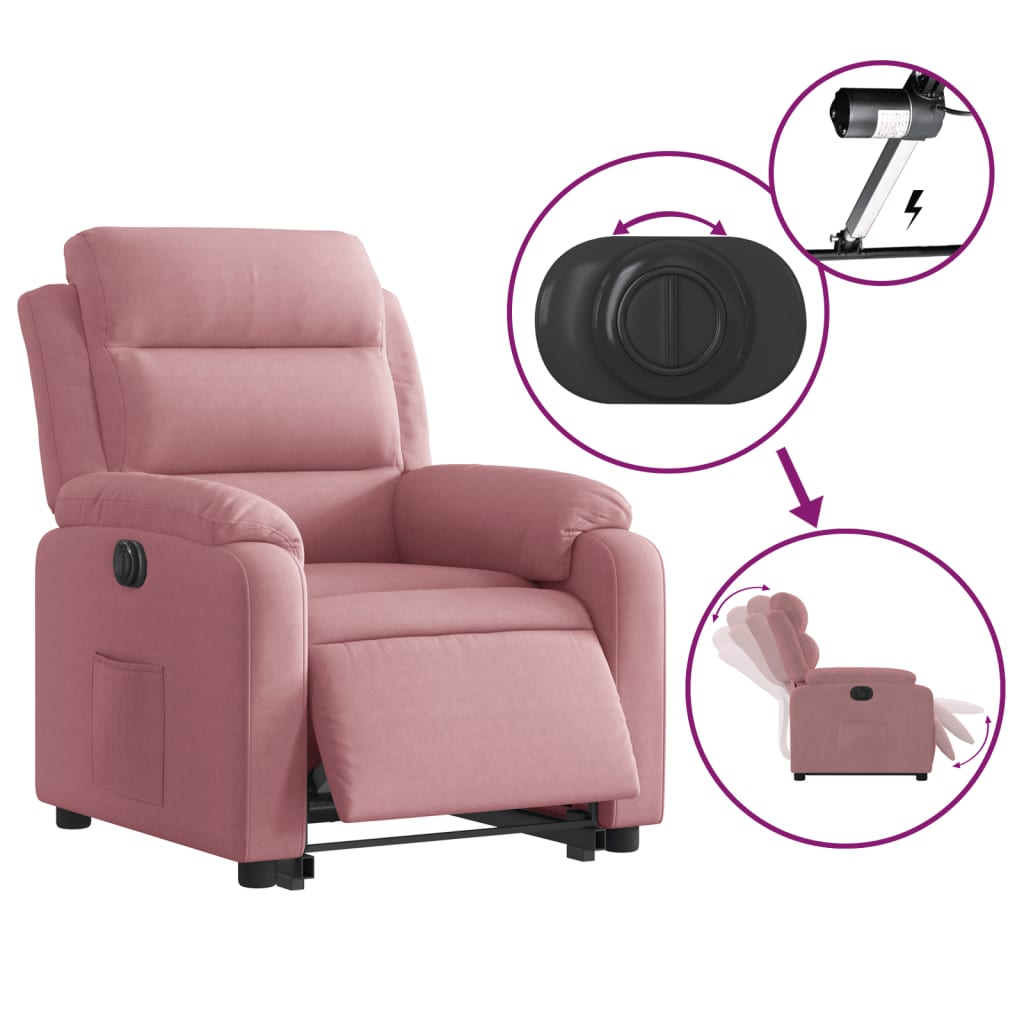 Recliner Chair with Lift Assistance Electric Pink Velvet