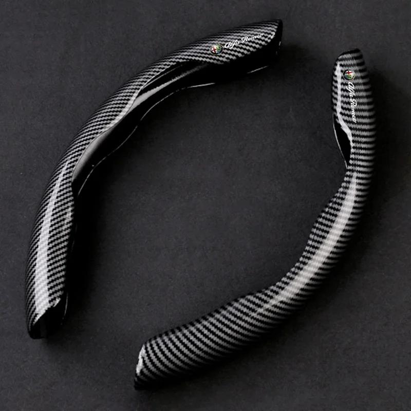 Hub Caps 2pcs Carbon Fiber Car Steering Wheel Cover Non-slip Protective Covers For Alfa Romeo Giulia Stelvio 147 156 166 159 Giu CVQ1