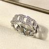Huitan Chain Linked Design Finger Rings for Women Full with Dazzling Cubic Zirconia Statement Female Wedding Accessories Jewelry
