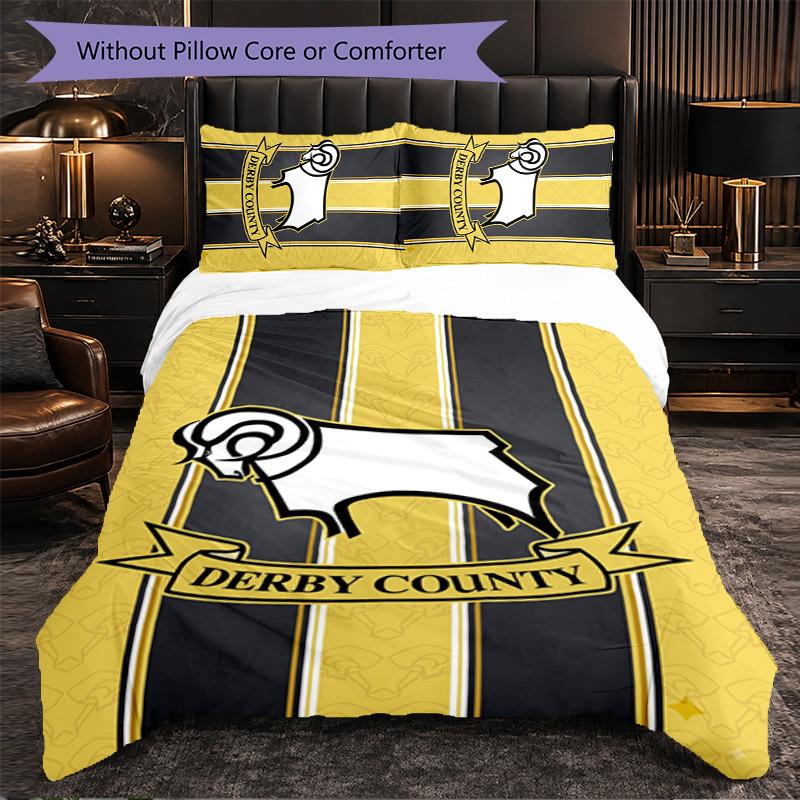 Derby County Themed Bedding 3Pcs Duvet Cover Set Decorative Bed Linen For Teen Room Home Decoration