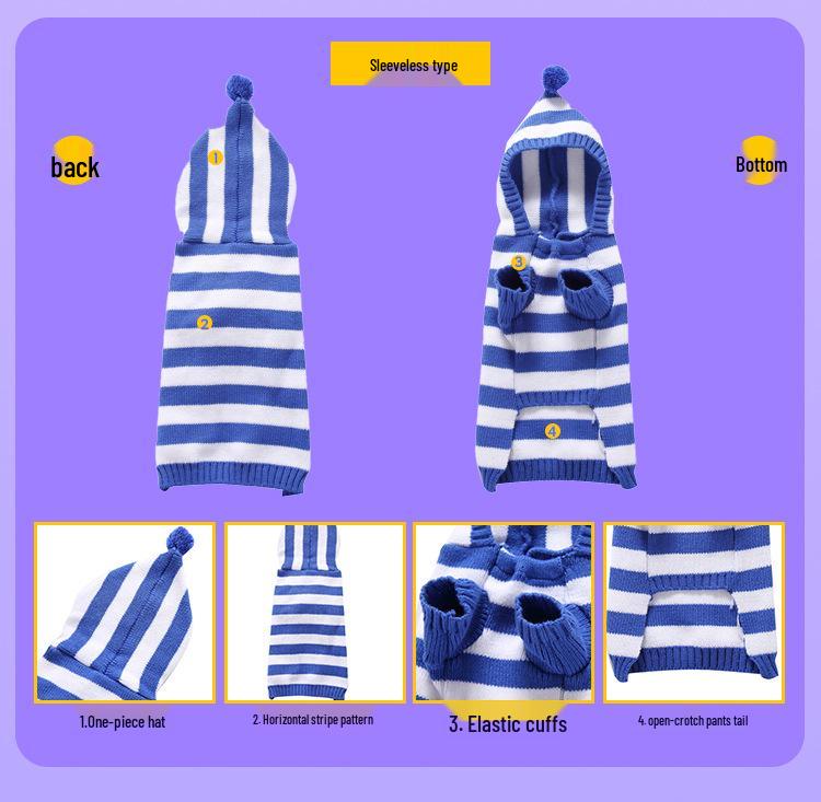 Осенне-зимний рождественский свитер для собаки с высоким воротом - Теплый трикотаж для питомцев