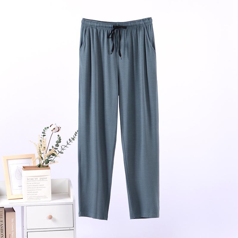 Мужские пижамные брюки большого размера из модала и ледяного шелка - Повседневные, Свободные, Длинные, Цельные