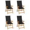 Day and Night - Day and Night Garden Chairs 4 Pcs Solid Teak Wood with Black Cushions