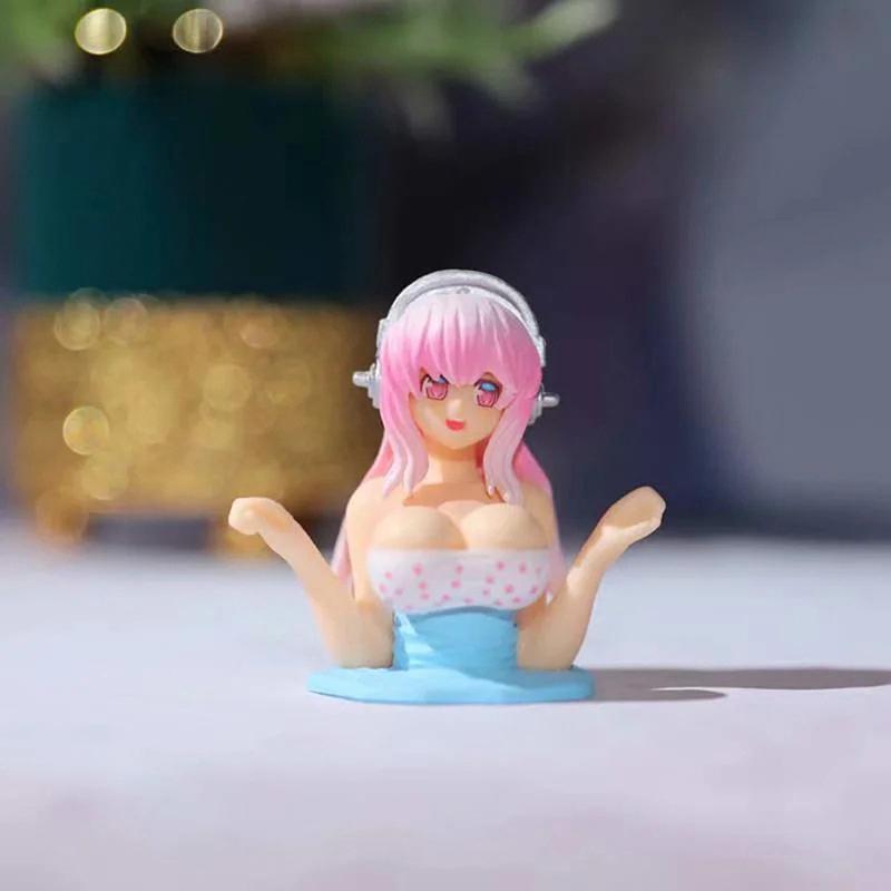 Милые девушки с трясущейся грудью, украшения для автомобиля, мультяшные кавайные аксессуары для приборной панели автомобиля, бутик, розовые аниме-аксессуары для автомобиля, интерьер