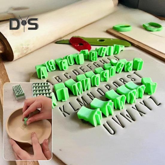 1 набор глиняных штампов с буквами алфавита, заглавными строчными буквами, полимерной глиной, силиконовыми штампами, буквами, цифрами, символами, мини-штампами