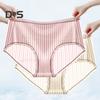 Women Underpants Mid Waist Ice Silk Plus Size Elastic Thin Soft Breathable Anti Septic Crotch Seamless Striped Lace Lady Panties Briefs