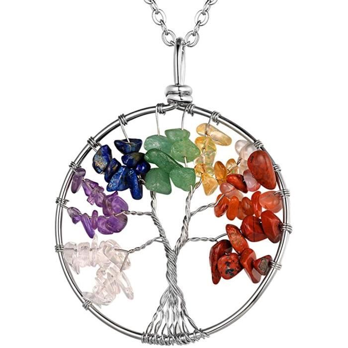 Collier - Arbre de Vie - Acier Inoxydable 316L - Doré 18K-Noir - Mixte - Réglable