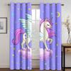 Children's Favorite Unicorn Curtains Cartoon Rainbow Horse Curtains 2 Panel Girls Room Bedroom Living Room Window Decor Curtains