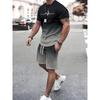 Men's Outfit Summer Short Sleeve T Shirt Set Fashion 2 Piece Sportwear 3D Printed Casual Shorts Sweatshirt Men's Tracksuit