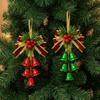 Artificial Pine Sprig Christmas Bell Pendant Velvet Bow Xmas Bow Bell Hanging Decor  Front Door