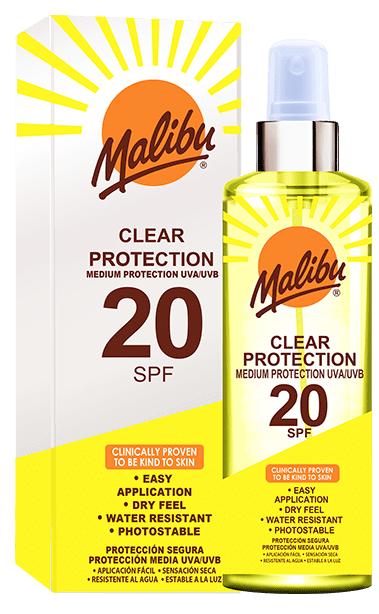 Malibu Прозрачный защитный спрей SPF20 250мл + гель алоэ после загара 200мл