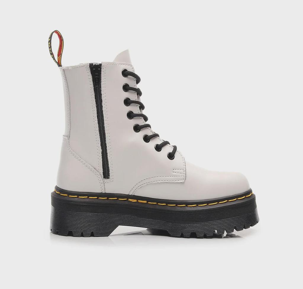 European & American 8-Hole Thick-Soled Motorcycle Boots, Women's British Style, Side Zipper, Platform Lace-Up Ankle Work Boots.