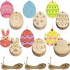 12pcs Wooden Rabbit Chick Pendants Creative Egg Hanging Ornament  Easter Home Party Decoration DIY Painting Gifts Supply