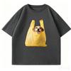Cute Dog In Yellow Plastic Bag Graphic T Shirt Unisex Oversized Cotton Tee Funny Pet Animal Print Short Sleeve Streetwear Tshirt