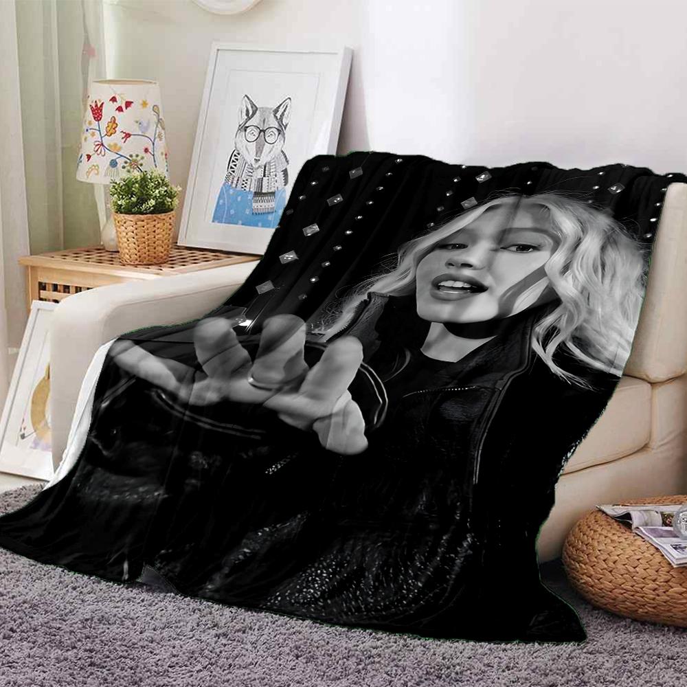 1Pc Blond Hair Black Leather Jacket Blanket Soft Throw Blanket For Home Bedroom Bed Sofa Travel Office Solid Christmas Blanket