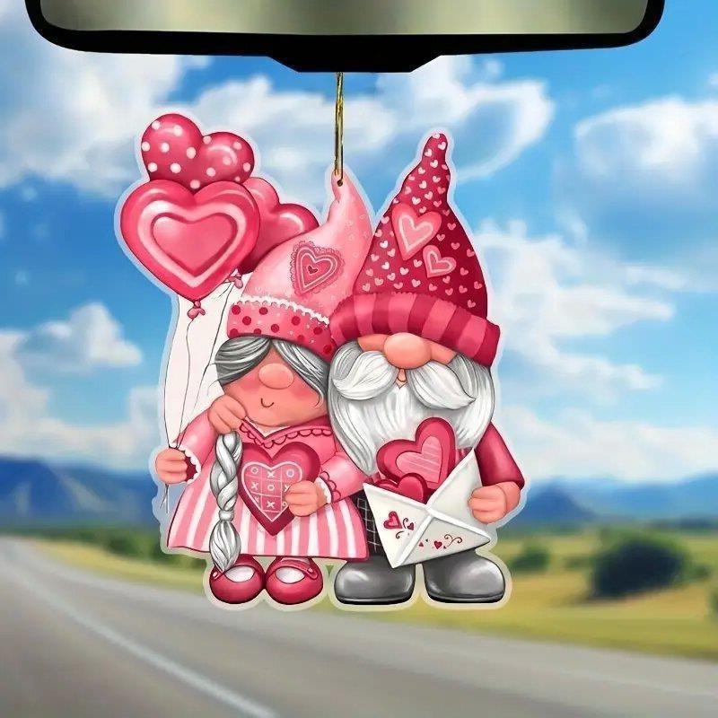 Christmas Pink Santa Claus Acrylic Flat Surface Car Pendant For Vehicle Interior