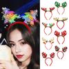 Рождественская повязка на голову с блестками и декором в виде рогов оленя, обруч для волос, эластичная повязка на голову для детей и взрослых, праздничный блестящий головной убор