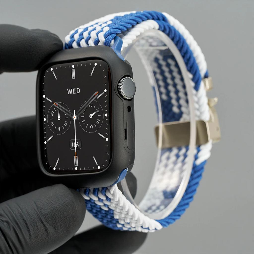 Силиконовый Чехол+Плетеный Ремешок Для Apple Watch Bands 46мм 49мм 44мм 42мм 41мм 40мм 38мм SE 10 9 6 5 Ultra 2 Нейлоновый ремешок Strap
