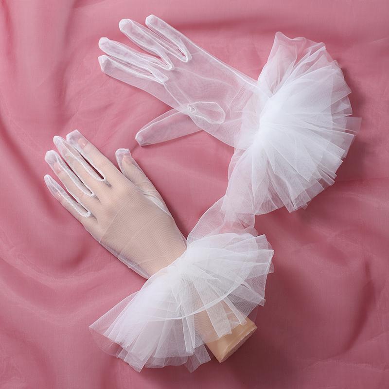Свадебные перчатки Короткие тюлевые/хлопковые женские аксессуары для свадебного платья для выпускного вечера