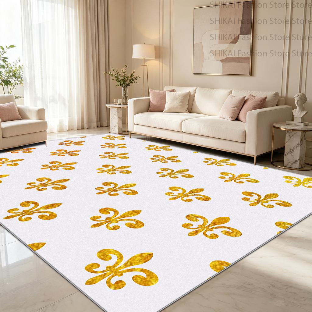Cream Style cute Geometric Checkered living room carpet antiskid Fluffy room decoration aesthetic rug washable cloakroom mat