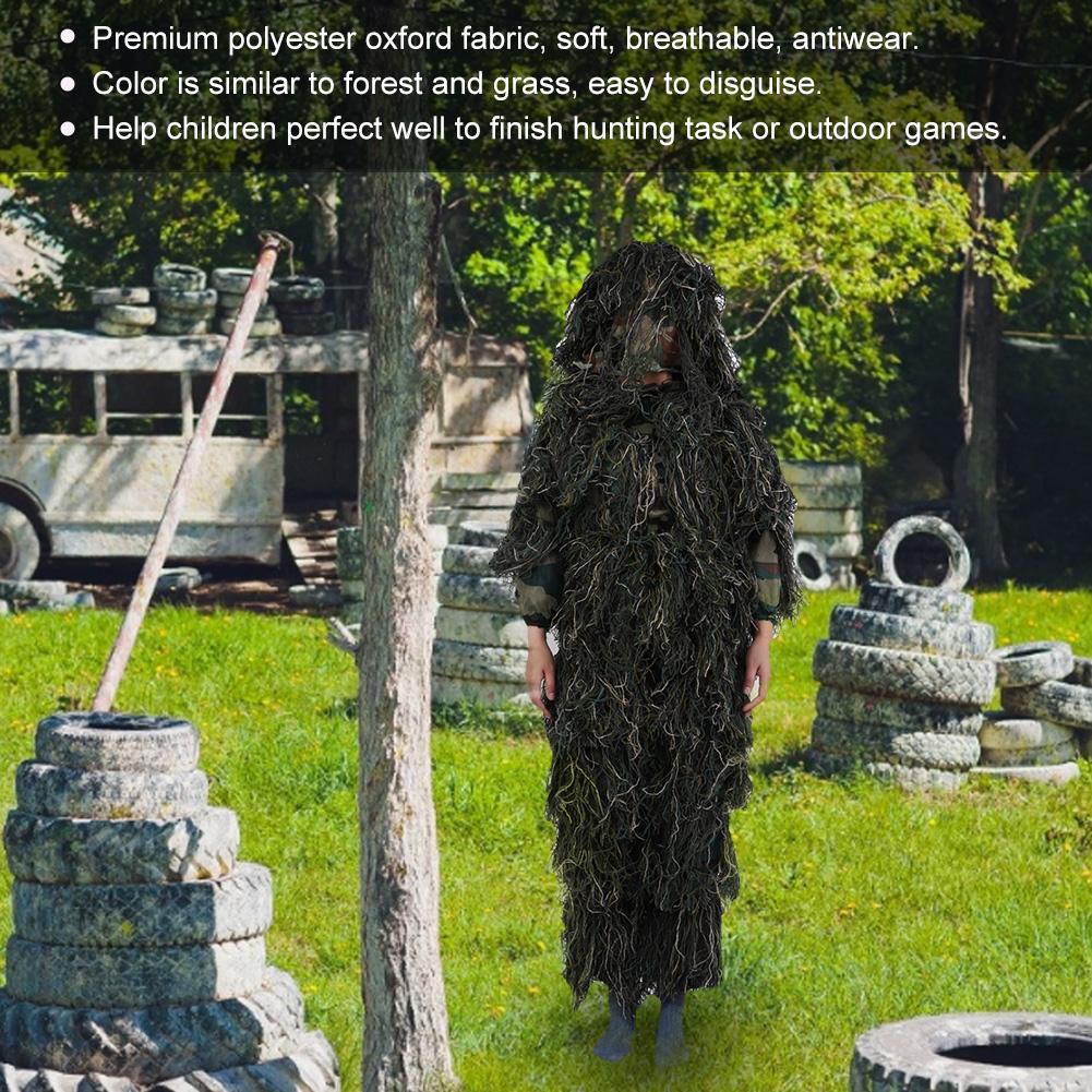 Детская маскировка, детский костюм Ghillie, военная куртка, брюки, шляпа, комплект для охоты