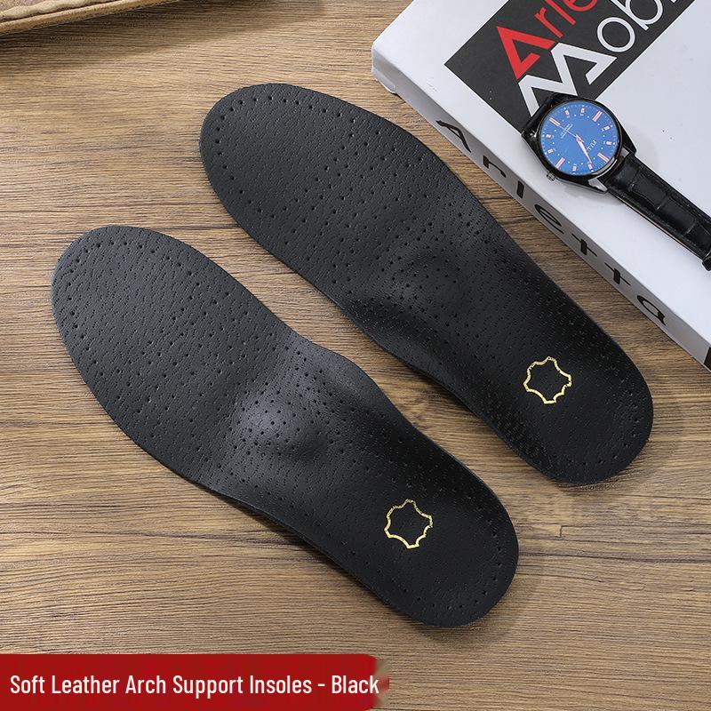 Unisex Breathable Sport PU Leather Insoles: Arch & Heel Support, Odor-Resistant for Flat Feet