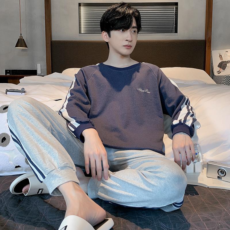 Весенняя хлопковая пижама для мужчин, домашняя одежда для сна, синяя клетчатая пижама, мужская пижама, домашняя одежда, пижама Hombre