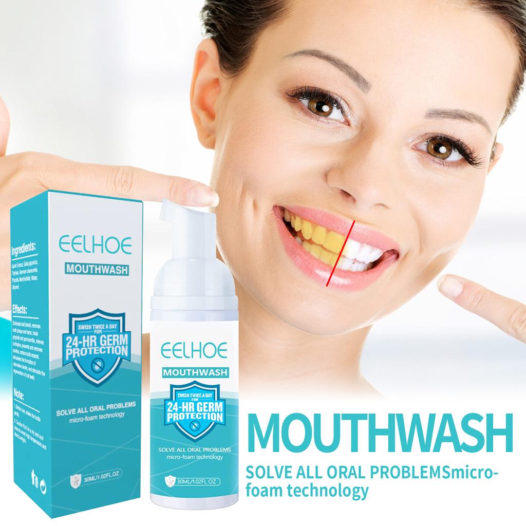 EELHOE Мусс Зубная паста Отбеливание зубов Мусс Пена для глубокой чистки Зубная паста удаляет пятна Свежее дыхание Инструменты для ухода за зубами 30 мл