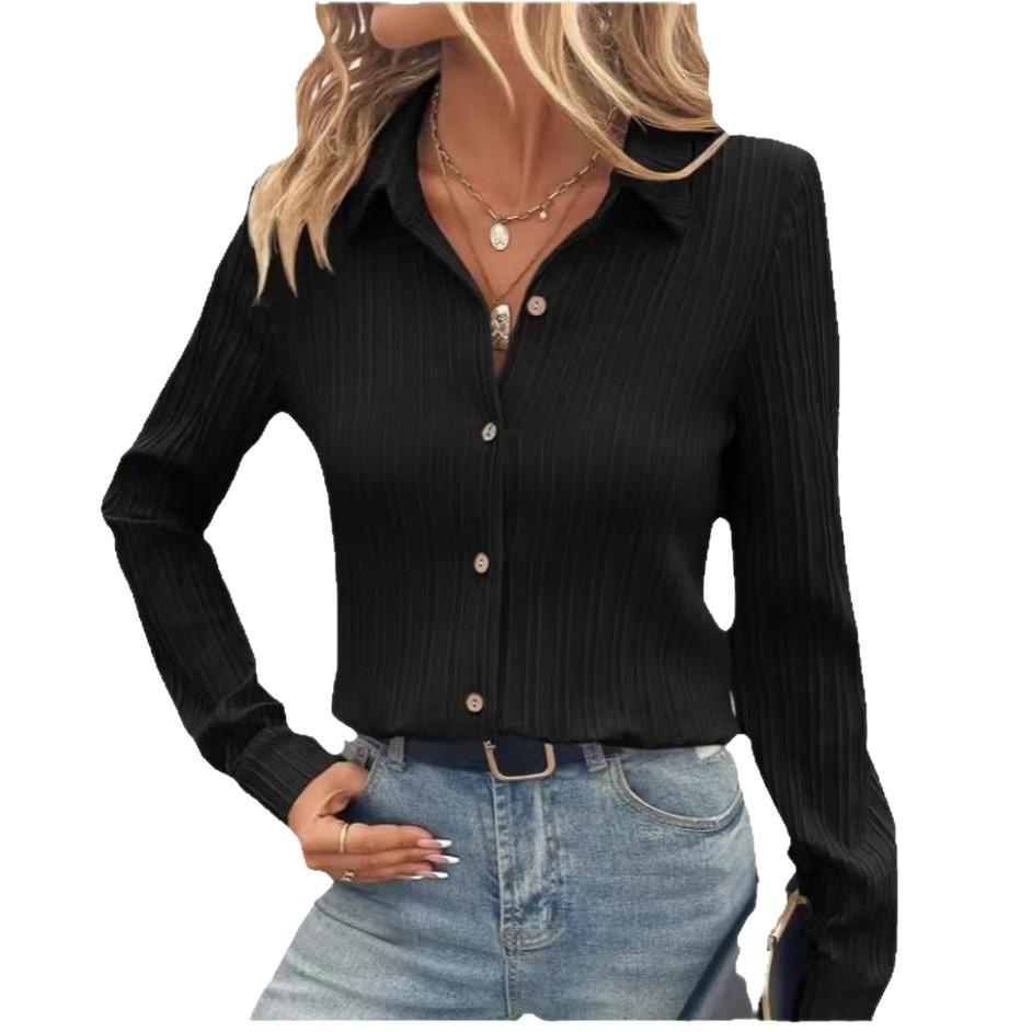 Универсальная элегантная блузка в стиле business casual свободного кроя с широкими рукавами для женской одежды